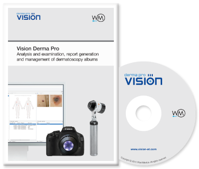 Vision Derma Pro Software for analysis, examination, report generation and managing dermatoscopy studies